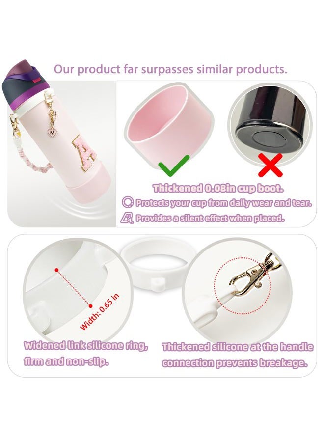 SITKOL Silicone Boot Cute Monogram Set Compatible with Owala Water Bottle 24 oz - Perfect Letter Owala Accessories for Owala Tumbler, Owala Free Sip, Pink Owala, Black Owala, owala coffee tumbler (Pink, M) - Image 3