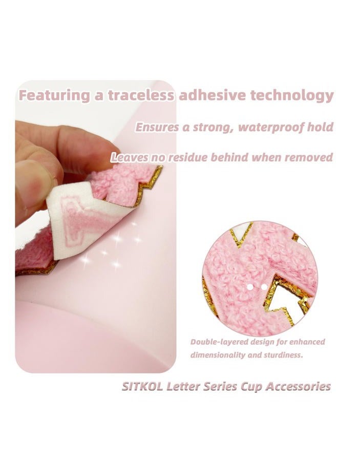 SITKOL Silicone Boot Cute Monogram Set Compatible with Owala Water Bottle 24 oz - Perfect Letter Owala Accessories for Owala Tumbler, Owala Free Sip, Pink Owala, Black Owala, owala coffee tumbler (Pink, M) - Image 2