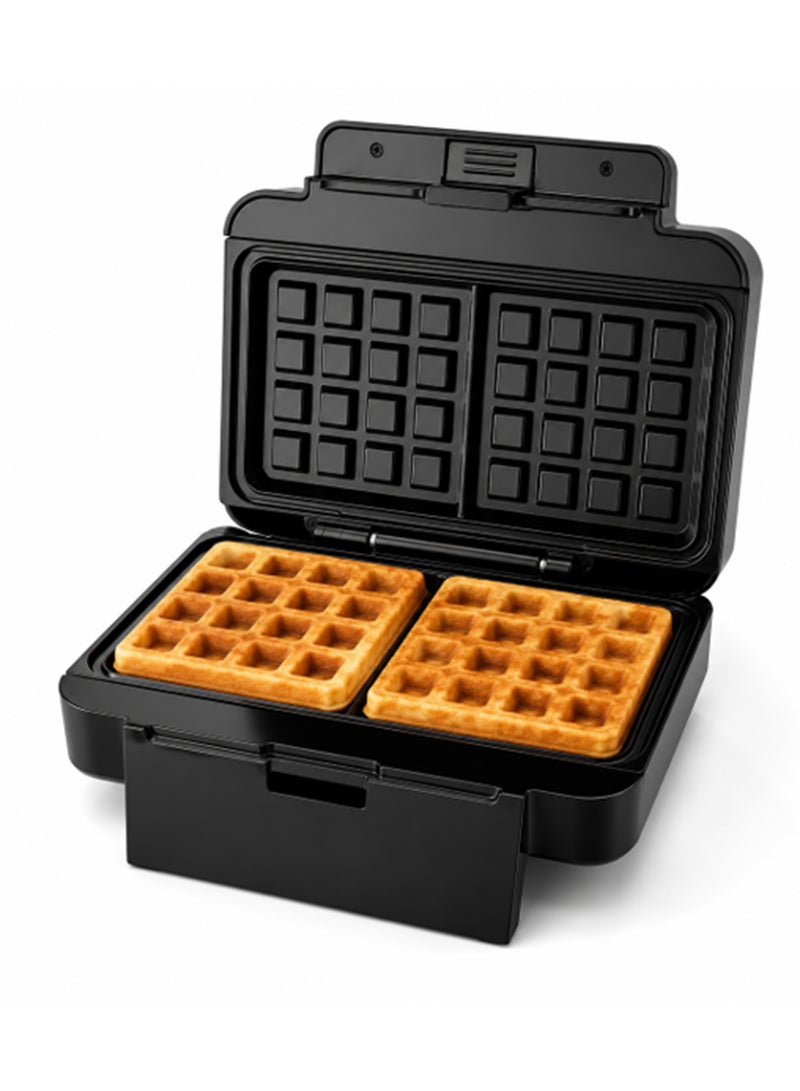 NIKAI Waffle Maker - 1000W Power | Non-Stick Fixed Plates | Fast Heating 20°C Fixed Temperature | Compact Design with Cord Storage | Easy Clean Breakfast for Crispy Waffles Sandwich Maker | 700 W NST1000WM Black - Image 2