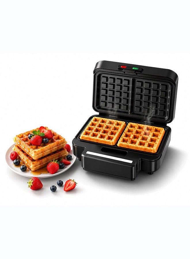 NIKAI Waffle Maker - 1000W Power | Non-Stick Fixed Plates | Fast Heating 20°C Fixed Temperature | Compact Design with Cord Storage | Easy Clean Breakfast for Crispy Waffles Sandwich Maker | 700 W NST1000WM Black - Image 1