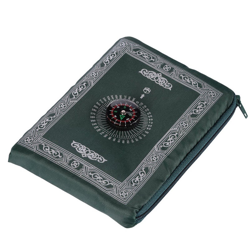 2PCS Compass Printing Prayer Mat Islamic Worship Rug Portable Pray Pilgrimage for Home Use (Random Color) - Image 1
