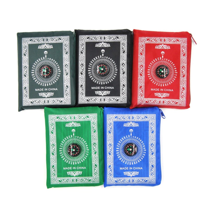 2PCS Compass Printing Prayer Mat Islamic Worship Rug Portable Pray Pilgrimage for Home Use (Random Color) - Image 2