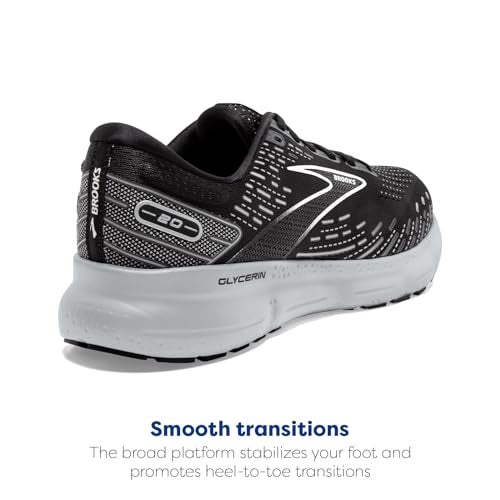 Brooks Men's Glycerin 20 Neutral Running Shoe - Black/White/Alloy - 11 Wide - Image 3