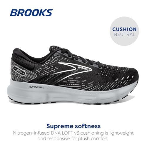 Brooks Men's Glycerin 20 Neutral Running Shoe - Black/White/Alloy - 11 Wide - Image 2