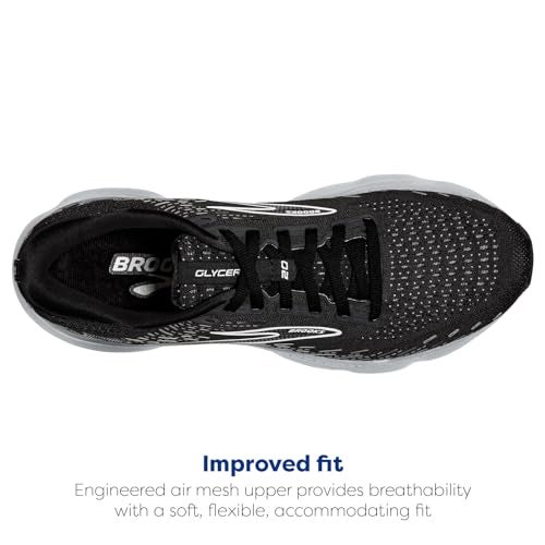 Brooks Men's Glycerin 20 Neutral Running Shoe - Black/White/Alloy - 11 Wide - Image 4