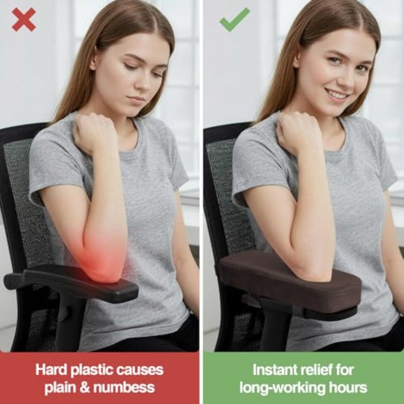 Ergonomic Office Chair Armrest Pads, Memory Foam Arm Rest Covers, Non-Slip Armrest Cushion with Adjustable Buckles and Straps, Elbow Relief for Desk, Gaming and Wheelchair,Set of 2 - Image 5