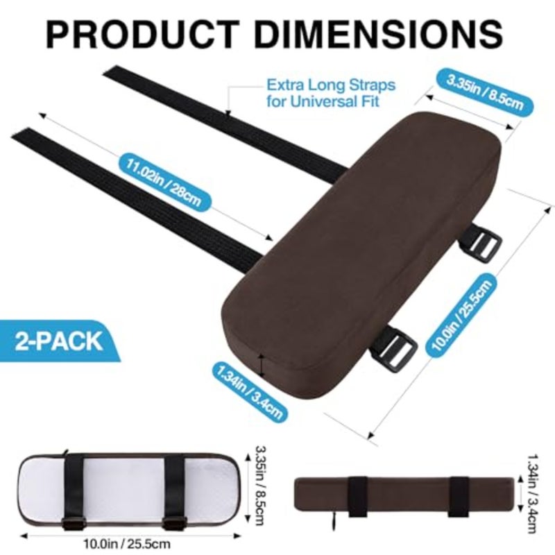 Ergonomic Office Chair Armrest Pads, Memory Foam Arm Rest Covers, Non-Slip Armrest Cushion with Adjustable Buckles and Straps, Elbow Relief for Desk, Gaming and Wheelchair,Set of 2 - Image 2