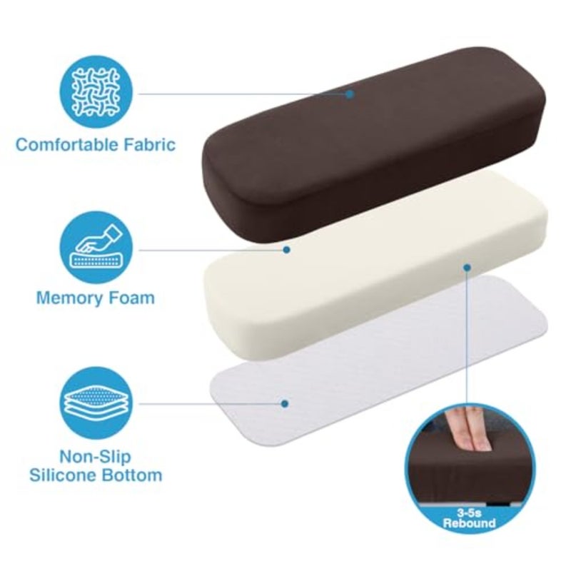 Ergonomic Office Chair Armrest Pads, Memory Foam Arm Rest Covers, Non-Slip Armrest Cushion with Adjustable Buckles and Straps, Elbow Relief for Desk, Gaming and Wheelchair,Set of 2 - Image 3