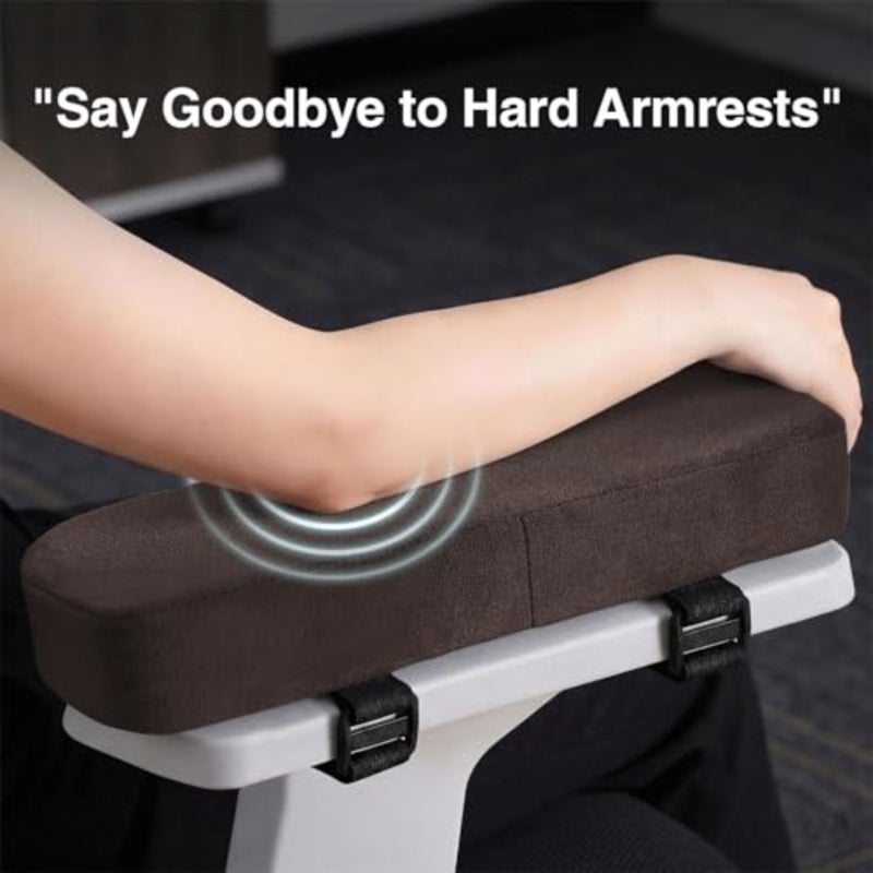 Ergonomic Office Chair Armrest Pads, Memory Foam Arm Rest Covers, Non-Slip Armrest Cushion with Adjustable Buckles and Straps, Elbow Relief for Desk, Gaming and Wheelchair,Set of 2 - Image 4