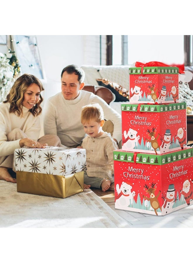 Set of 3 Gift Boxes Gift Packing Box Suitable for New Year Packaging Gifts and Decorations Christmas (Red Gift Box) - Image 3