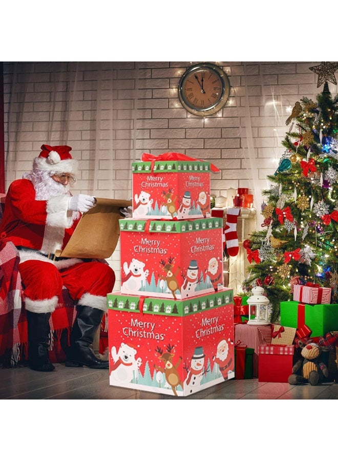 Set of 3 Gift Boxes Gift Packing Box Suitable for New Year Packaging Gifts and Decorations Christmas (Red Gift Box) - Image 4