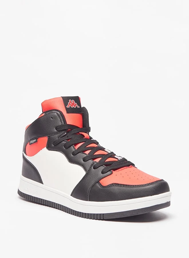 كابا Men'S Logo Print High Cut Casual Sneakers With Lace-Up Closure