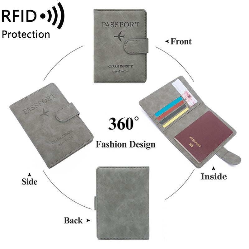Multifunctional Solid Color PU Leather Wallet, RFID Blocking Design Portable Daily Storage Purse for Cards Cash Coin Business Use - Image 3
