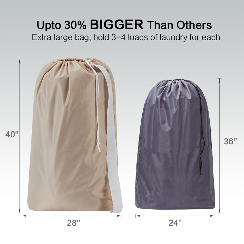 Homest Xl Nylon Laundry Bag With Strap, Large Dirty Garments Organizer, Easy Fit A Hamper Or Clothing Basket, Can Carry Up To 4 Loads Of Clothes, Beige - Image 3