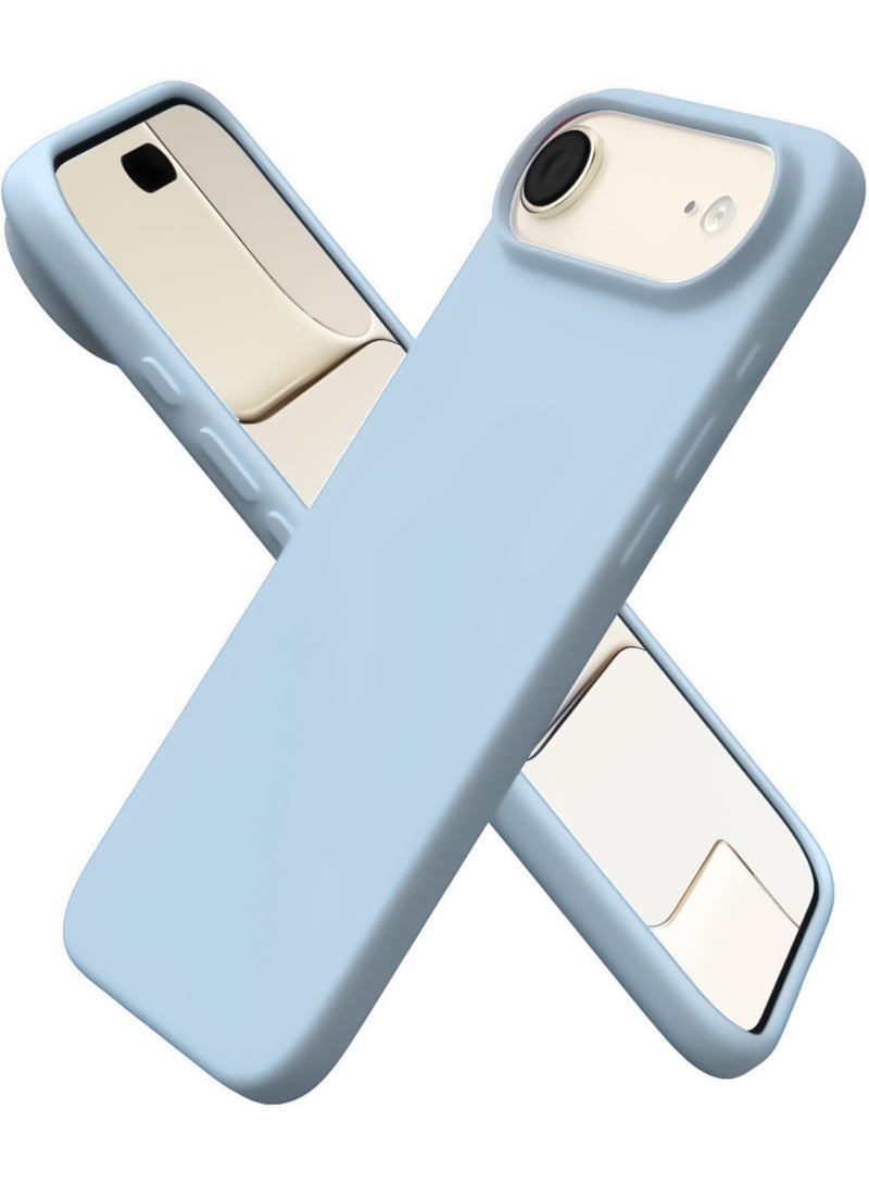 Compatible with iPhone 17 Air Case Slim Liquid Silicone 4 Layers Soft Gel Rubber Shockproof Protective Phone Case with Anti Scratch Microfiber Lining (Light blue)