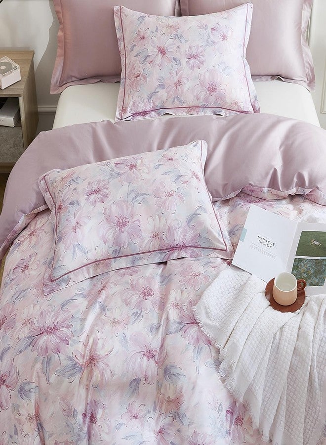 OAITE Duvet Cover Set King Size Floral Pattern 600 Thread Count Ultra Soft 100% Long Staple Cotton Duvet Cover Sets 3-PC, Breathable Duvet Cover with Zipper Closure & Corner Ties - Image 3