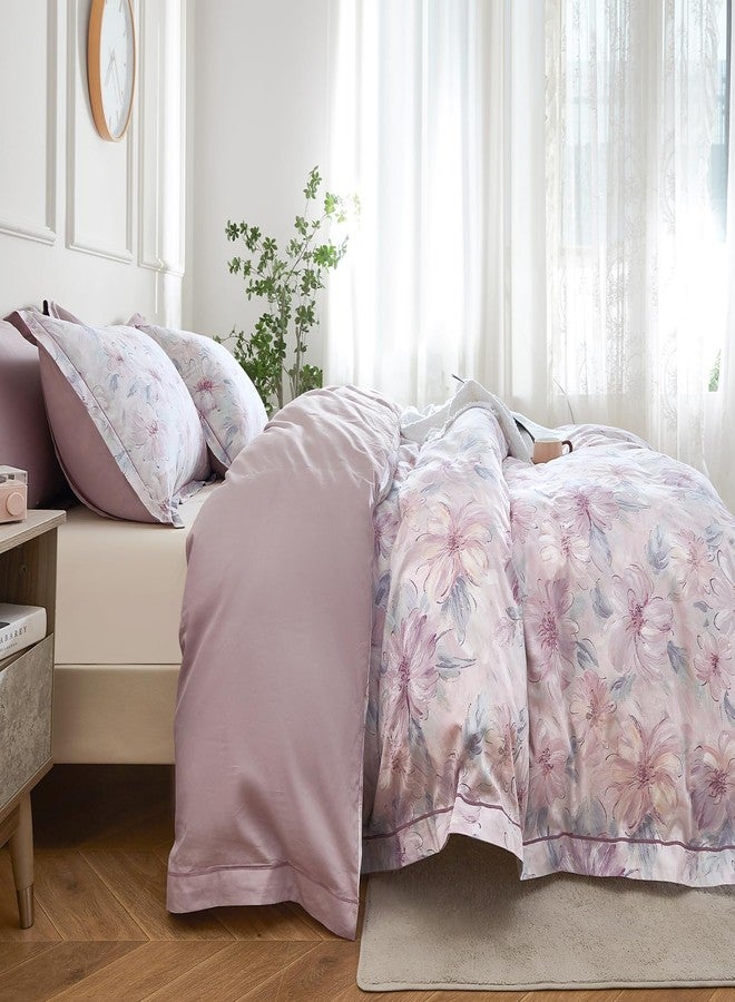 OAITE Duvet Cover Set King Size Floral Pattern 600 Thread Count Ultra Soft 100% Long Staple Cotton Duvet Cover Sets 3-PC, Breathable Duvet Cover with Zipper Closure & Corner Ties - Image 5