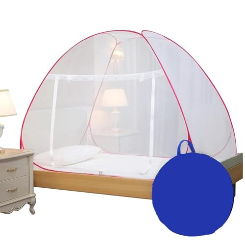 Evafly Mosquito Net for Single Bed | Foldable Machardani | Polyester Strong 30GSM mesh| PVC Coated Corrosion Resistant Steel Wire - Pink - Image 1