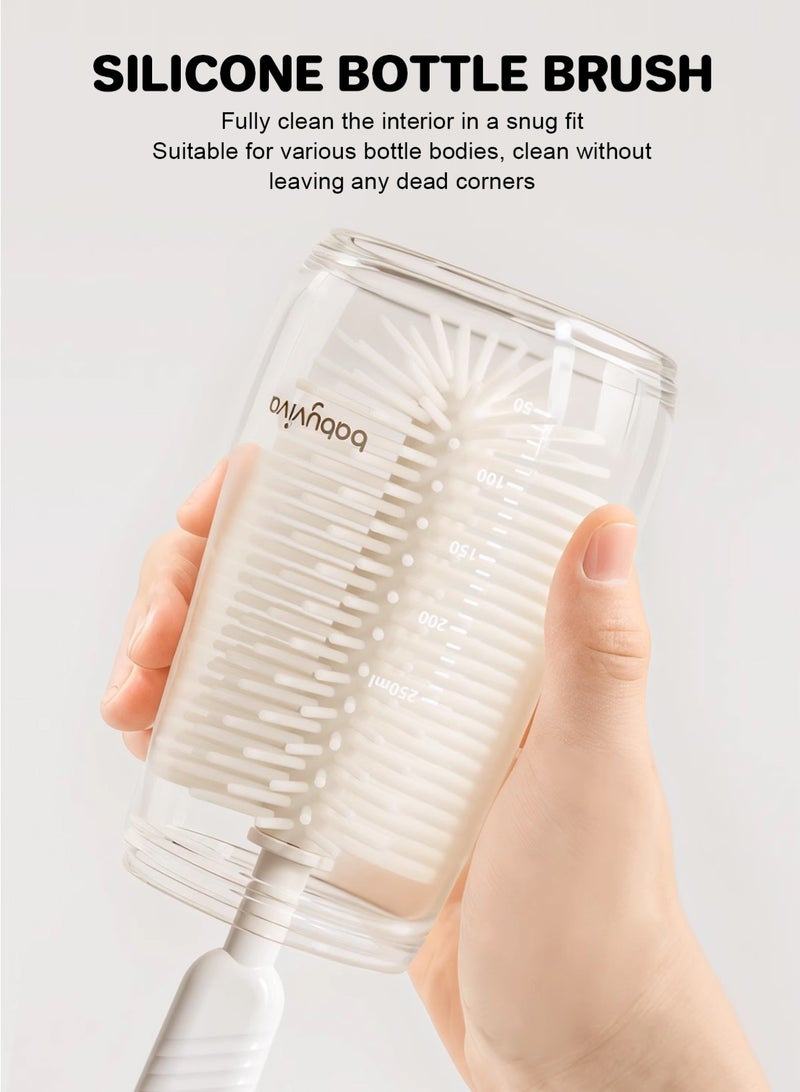 أوربازار مجموعة فرشاة - مجموعة تنظيف زجاجات الرضاعة مع فرشاة سيليكون وفرشاة حلمة وفرشاة قشة ورف تجفيف - أداة تنظيف زجاجات 6 في 1 للمنزل والسفر - Image 5
