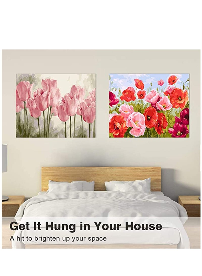 DIY Paint by Numbers, Canvas Oil Painting Kit for Kids & Adults, 16" W x 20" L Drawing Paintwork with Paint Brushes, Acrylic Pigment, Arts Craft for Home Wall Decor - Flying Flower  - Image 2