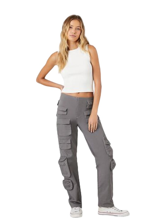 FOREVER 21 Mid-Rise Straight-Leg Cargo Pants - Image 1