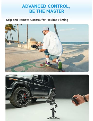 FeiyuTech SCORP Mini-3-Pro Gimbal Stabilizer for Camera Mirrorless/Compact/Action Cameras,Smartphone,18m AI Tracking,Detachable Remote Handle,4.4lbs Payload,3-axis Gimbal for Canon Sony Nikon - Image 4