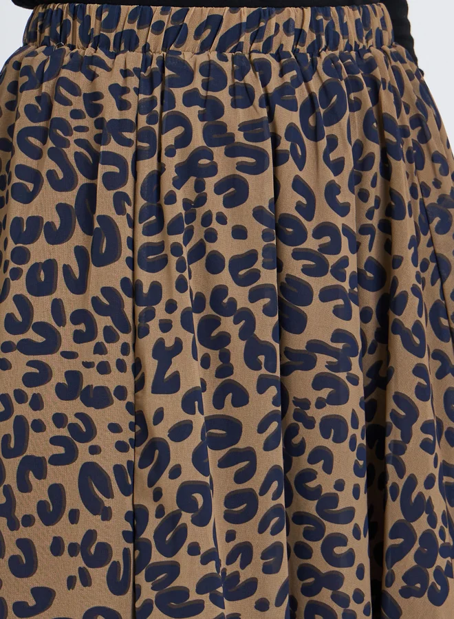 تايك تو Take Two Women's Leopard Print A-Line Chiffon Maxi Skirt