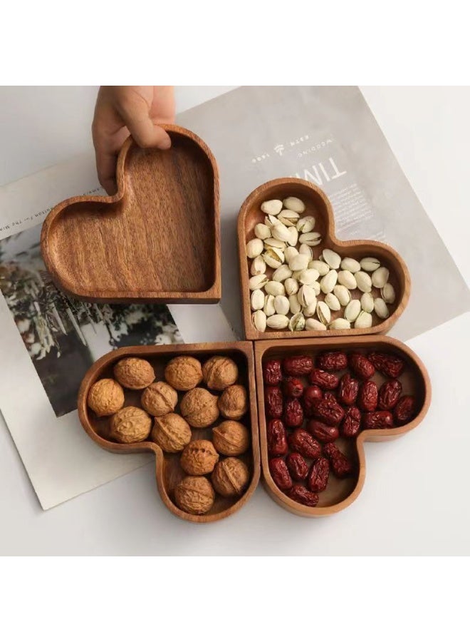 HOMESTAR Artisan Crafted Solid Wood Heart-Shaped Nut Bowl | Walnut-Colored Pine Snack Tray | 17cm*16cm*4cm Standard Size | Stackable Candy Container | Minimalist Modern Design | For Nuts/Candies/Desserts | Natural Wood Grain With Anti-Mold Treatment | Elegant Tabletop Decor - Image 1