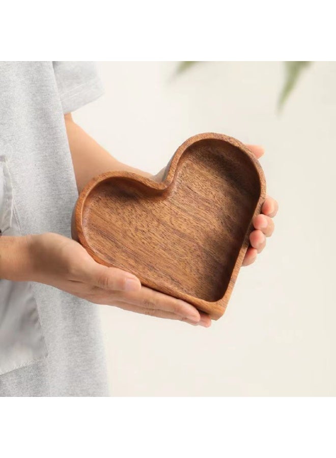 HOMESTAR Artisan Crafted Solid Wood Heart-Shaped Nut Bowl | Walnut-Colored Pine Snack Tray | 17cm*16cm*4cm Standard Size | Stackable Candy Container | Minimalist Modern Design | For Nuts/Candies/Desserts | Natural Wood Grain With Anti-Mold Treatment | Elegant Tabletop Decor - Image 4