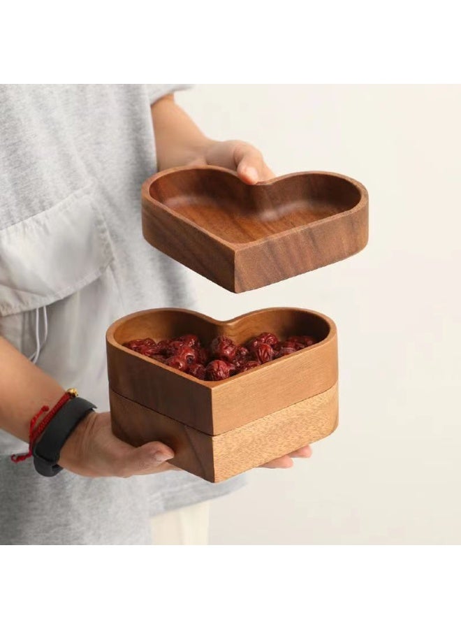 HOMESTAR Artisan Crafted Solid Wood Heart-Shaped Nut Bowl | Walnut-Colored Pine Snack Tray | 17cm*16cm*4cm Standard Size | Stackable Candy Container | Minimalist Modern Design | For Nuts/Candies/Desserts | Natural Wood Grain With Anti-Mold Treatment | Elegant Tabletop Decor - Image 3