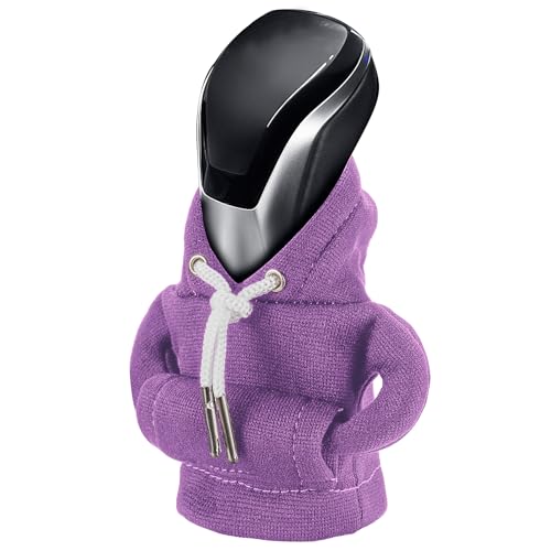 SLLAK Gear Shift Hoodie Universal Car Shift Knob Cover Mini Hoodie for Shifter Automotive Interior Cute Gadgets Car Accessories and Decorations Purple - Image 1