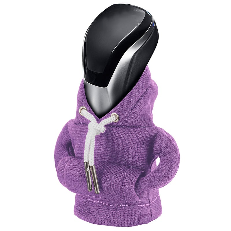 SLLAK Gear Shift Hoodie Universal Car Shift Knob Cover Mini Hoodie for Shifter Automotive Interior Cute Gadgets Car Accessories and Decorations Purple - Image 2