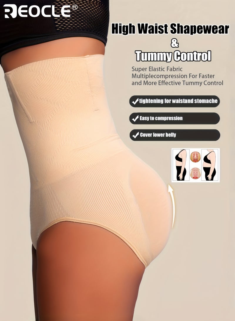 REOCLE Women's High Waist Shaping Panties Tummy Control Body Shaper Flat Belly Design Hip and Butt Lifting Briefs Shapewear Underwear for Daily Wear