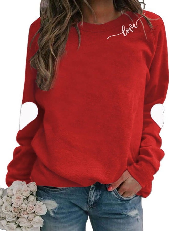 BEIDEFY Valentine Sweatshirt for Womens Heart Love Valentines Long Sleeve Shirts Casual Round Neck Pullover Top, Red, XXL - Image 1