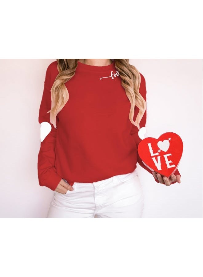 BEIDEFY Valentine Sweatshirt for Womens Heart Love Valentines Long Sleeve Shirts Casual Round Neck Pullover Top, Red, XXL - Image 3