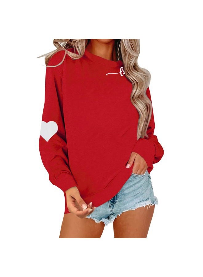 BEIDEFY Valentine Sweatshirt for Womens Heart Love Valentines Long Sleeve Shirts Casual Round Neck Pullover Top, Red, XXL - Image 4