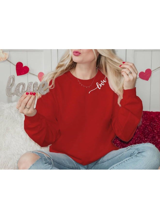 BEIDEFY Valentine Sweatshirt for Womens Heart Love Valentines Long Sleeve Shirts Casual Round Neck Pullover Top, Red, XXL - Image 2