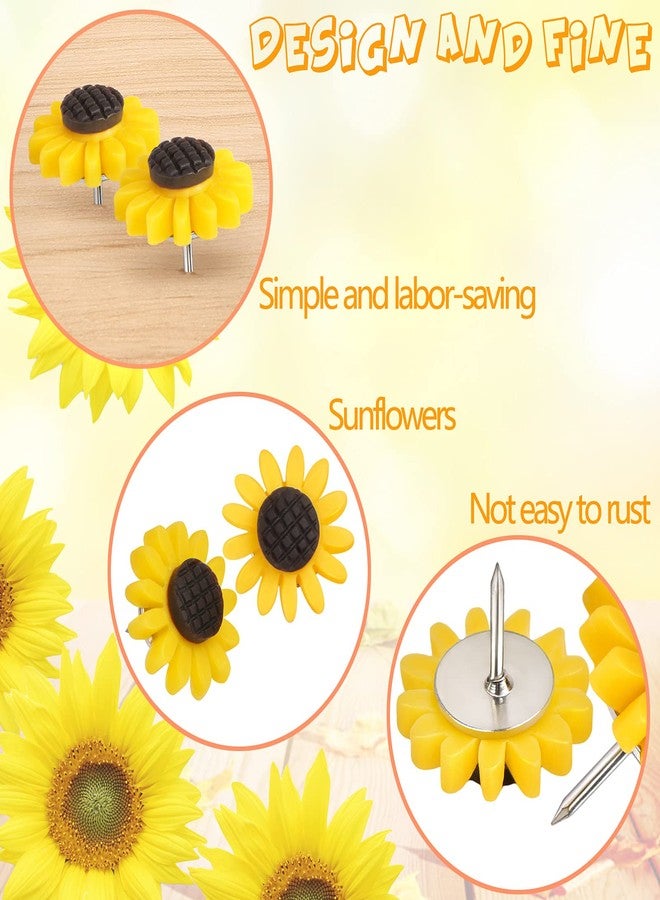CCOZN Sunflower Push Pins, Thumb Tacks Decorative Push Pins Cork Board Pins for Bulletin Board Photos Wall Office Decorations Classroom School Supplies (20 Pcs) - Image 3