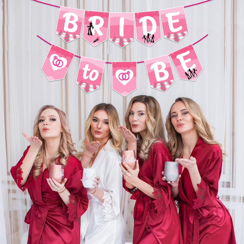 Zyozique Zyozique ® Bride to Be Paper Banner For Bachelorette Party Decorations | Bridal Shower Decorations Garland - Engagement, Bridal Shower, Wedding Party Celebration Paper Banner (Pink)  - Image 4