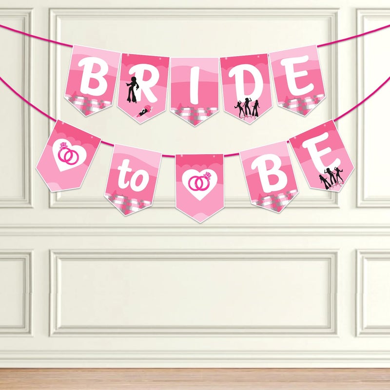 Zyozique ® Bride to Be Paper Banner For Bachelorette Party Decorations | Bridal Shower Decorations Garland - Engagement, Bridal Shower, Wedding Party Celebration Paper Banner (Pink) - Image 1
