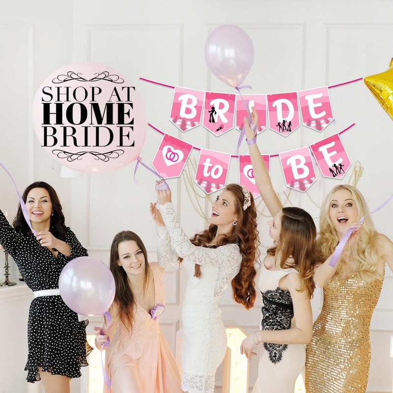 Zyozique ® Bride to Be Paper Banner For Bachelorette Party Decorations | Bridal Shower Decorations Garland - Engagement, Bridal Shower, Wedding Party Celebration Paper Banner (Pink) - Image 5