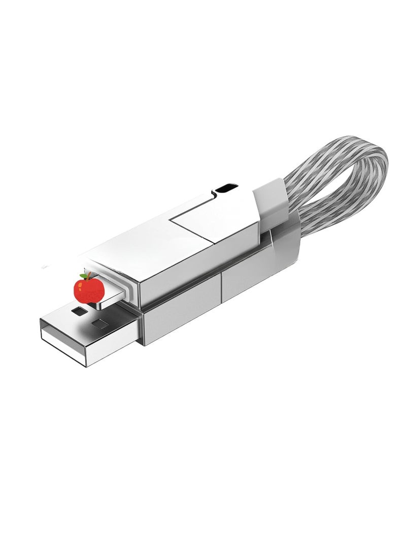 General Zinc Alloy 6 in 1 Android Phone Portable Keychain Cable Multi-function PD60W Fast Charging Data Cable (Gray)  - Image 2