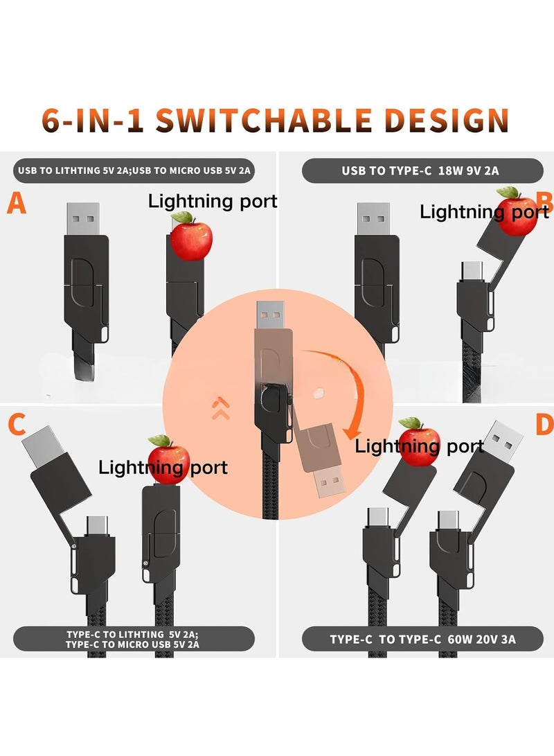General Zinc Alloy 6 in 1 Android Phone Portable Keychain Cable Multi-function PD60W Fast Charging Data Cable (Gray)  - Image 4