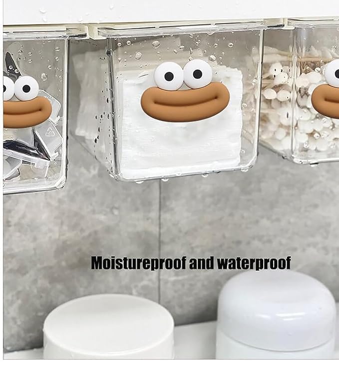 HVB Store Mini Drawer Storage Box Transparent Bathroom Cabinet with Shelf pack of 2 - Image 4