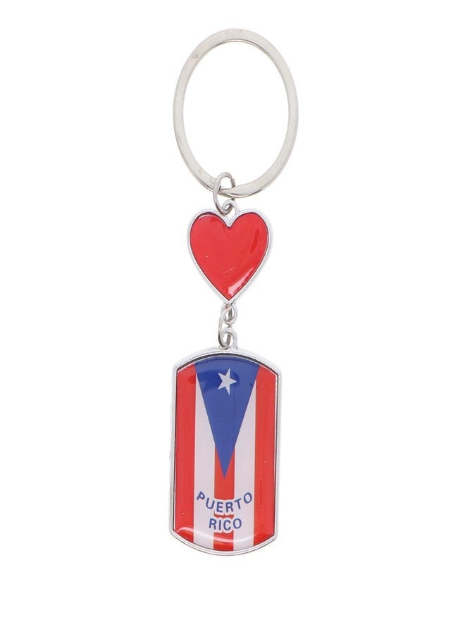 SandT Collection Puerto Rico Flag Keychain with Heart - Image 1