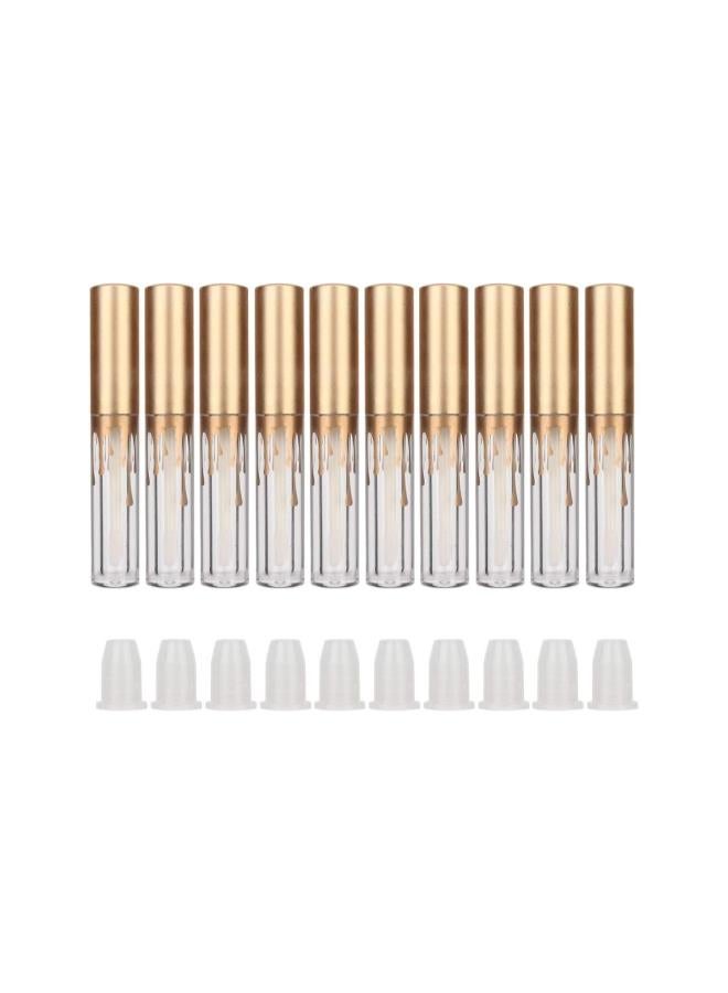 10pcs Empty Lip Gloss Tube, 1.5ml DIY Transparent Lip Gloss Containers Clear Refillable Lipstick Container Lip Balm Bottles Eyelash Growth Liquid Tube Cosmetic Container with Matte Gold Cap - Image 1
