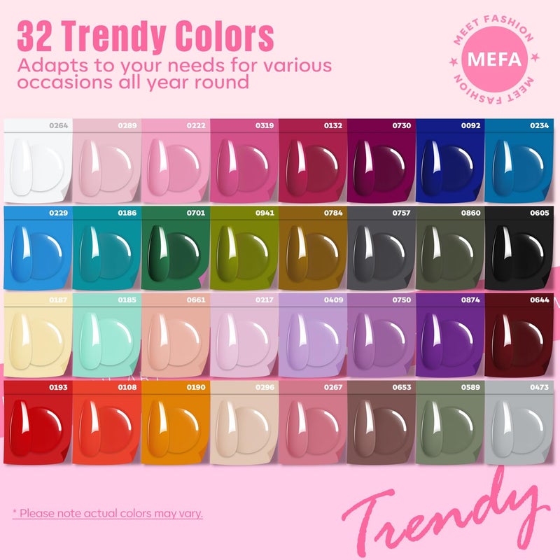 MEFA 32 Colors Gel Nail Polish Kit with U V Light, 54 Pcs Nude Pink Popular Gel Nail Polish Starters Set Essential Manicure Tools Nails Art Decorations DIY Gifts - Image 3
