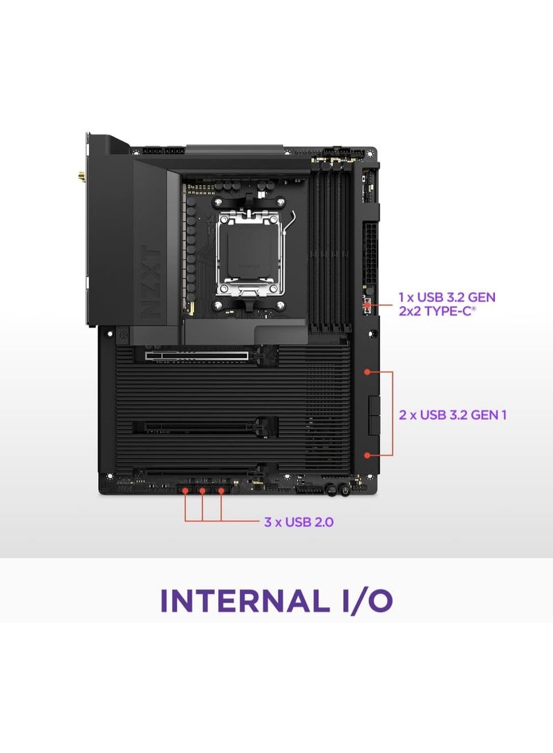 NZXT N7 B850 AMD B850 AM5 ATX Gaming Motherboard for Ryzen 9000/8000/7000, DDR5, PCIe 5.0, Wi-Fi 6E, 2.5GbE LAN, 3x M.2 – Black - Image 2