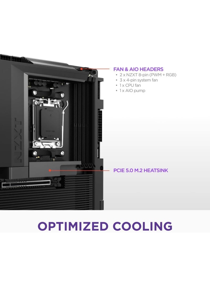 NZXT N7 B850 AMD B850 AM5 ATX Gaming Motherboard for Ryzen 9000/8000/7000, DDR5, PCIe 5.0, Wi-Fi 6E, 2.5GbE LAN, 3x M.2 – Black - Image 3