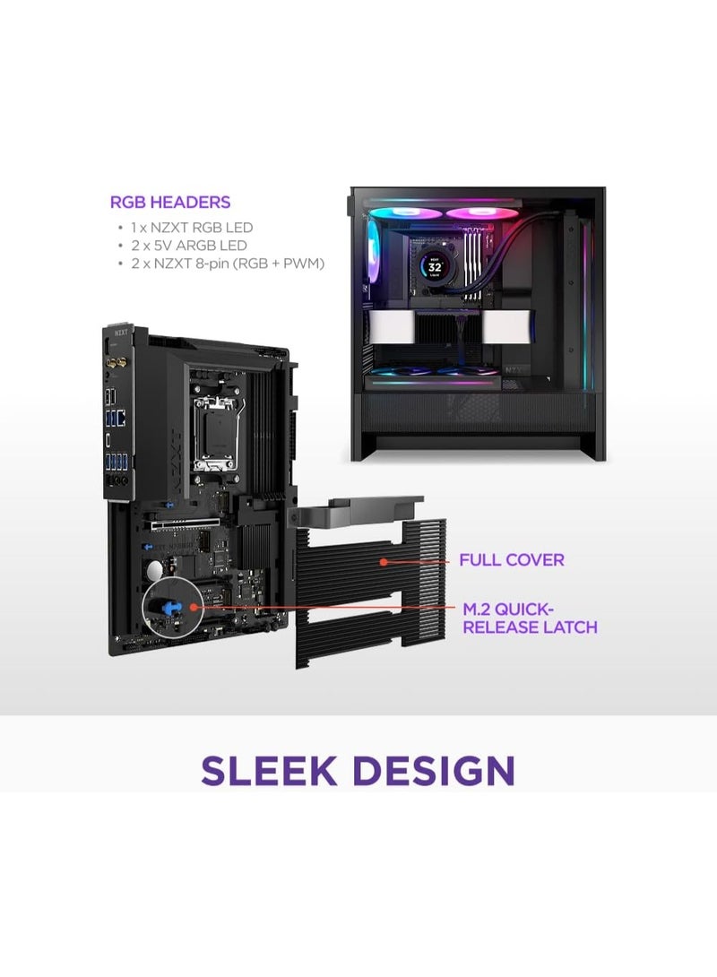 NZXT N7 B850 AMD B850 AM5 ATX Gaming Motherboard for Ryzen 9000/8000/7000, DDR5, PCIe 5.0, Wi-Fi 6E, 2.5GbE LAN, 3x M.2 – Black - Image 5